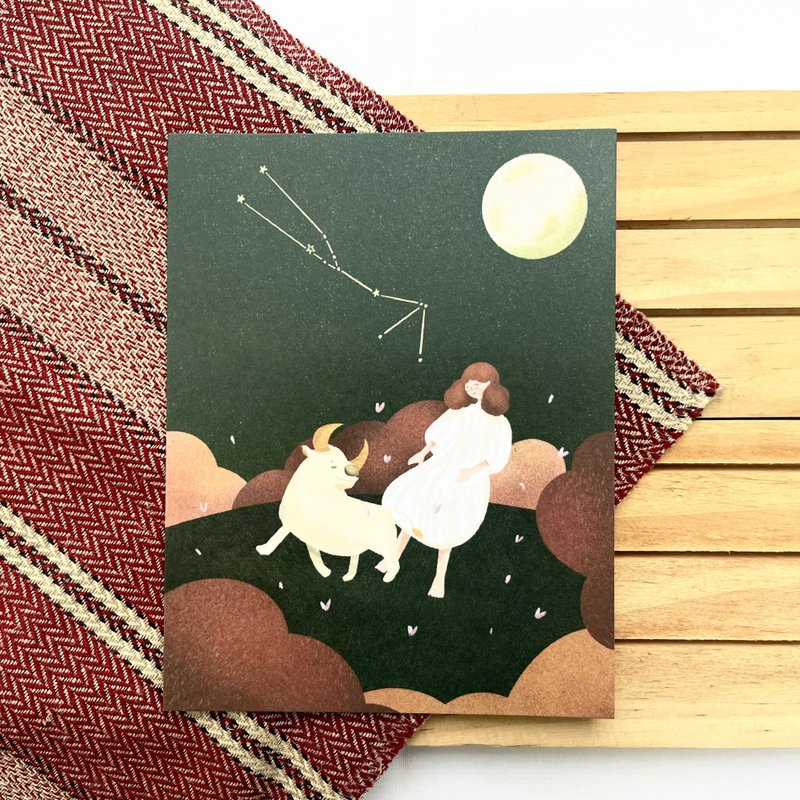 女孩与星座—金牛座 - 卡片/明信片 - 纸 白色