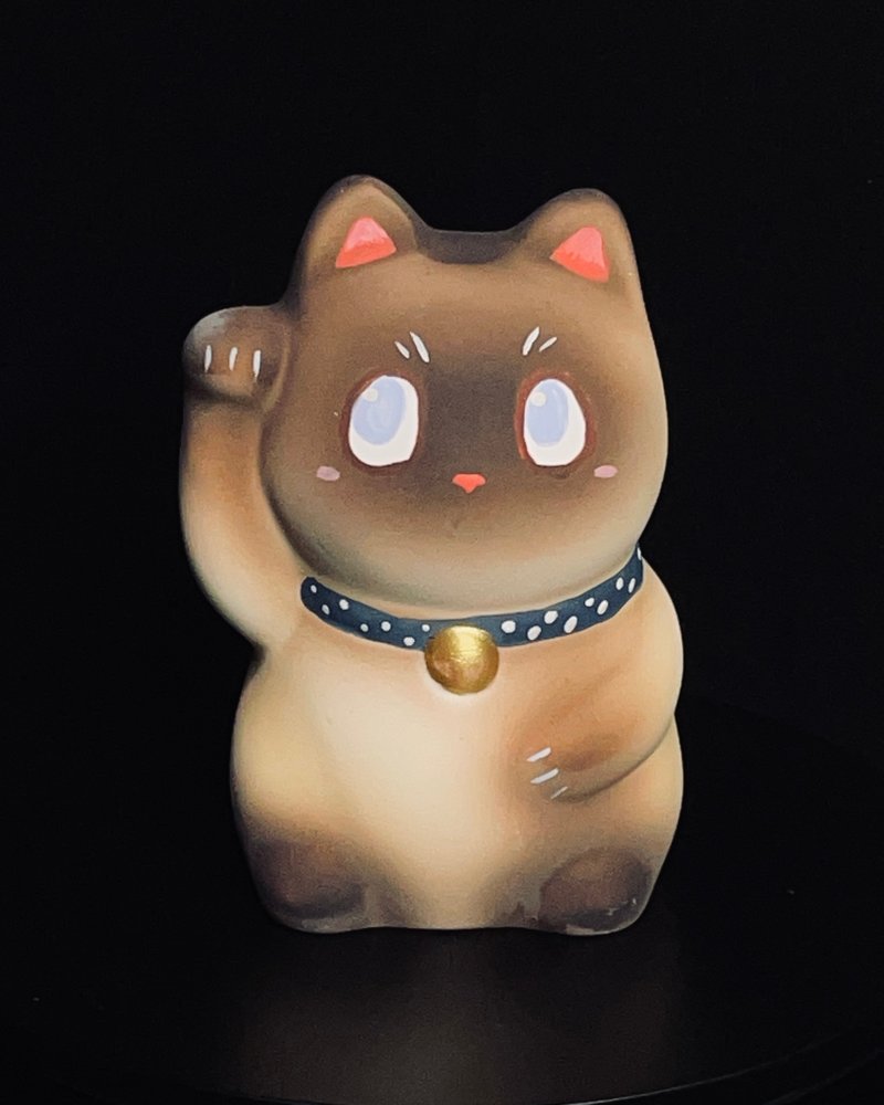 手绘石膏招财猫扩香石 - 香薰/精油/线香 - 其他材质 咖啡色