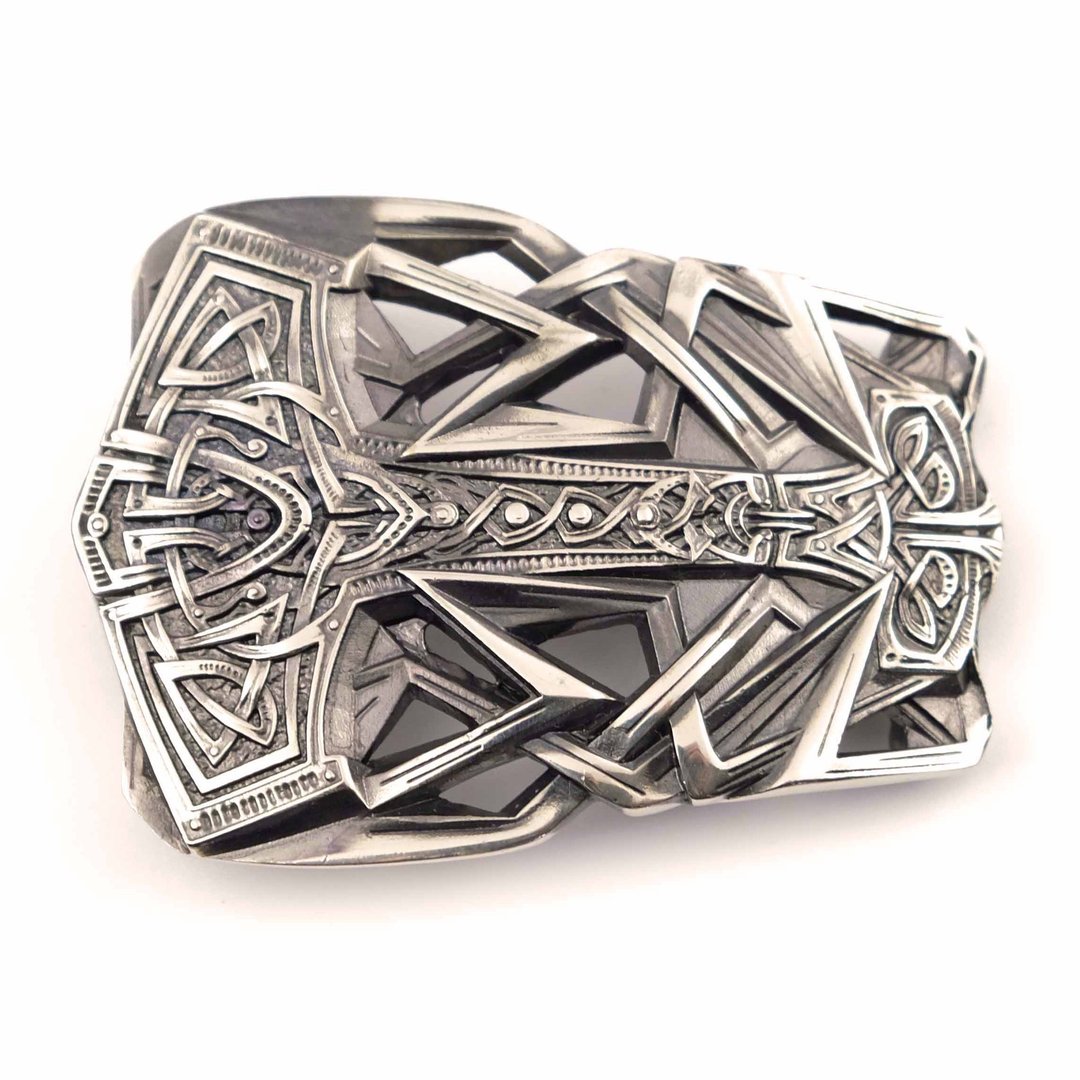 Mjolnir soild german silver belt buckle,Thor Hummer nickel silver belt - 皮带/腰带 - 其他材质 银色