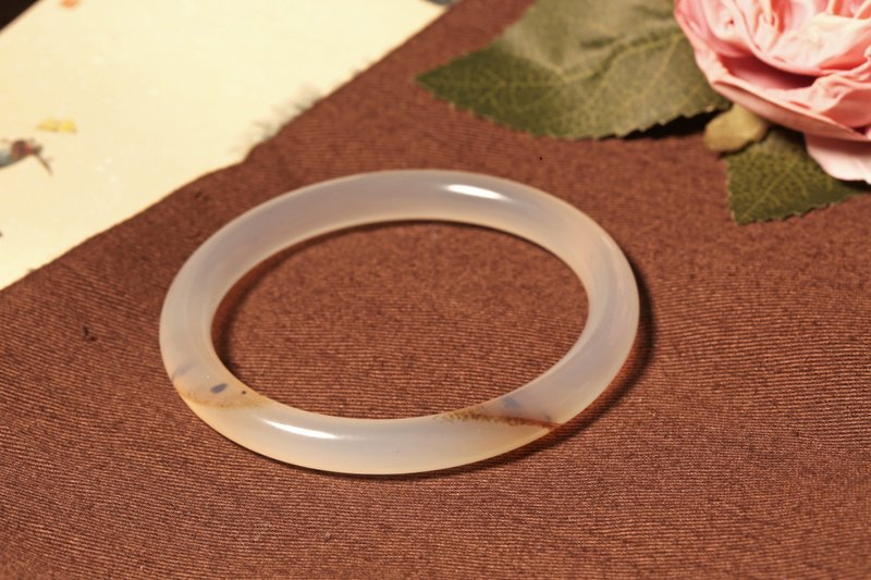 【手镯】56.5圈口/圆条手镯手环手链/天然玛瑙送礼闺蜜 - 手链/手环 - 玉石 透明