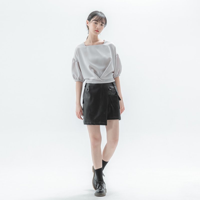 Era_时代褶片裙_20SF250_黑 - 裙子 - 聚酯纤维 黑色