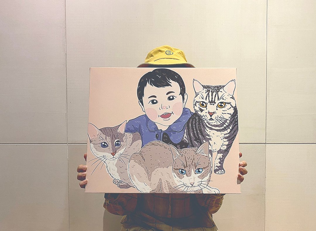 千代兽全家福无框画 定制宠物 人物画像 生日礼物 纪念礼物 - 订制画像 - 其他人造纤维 多色