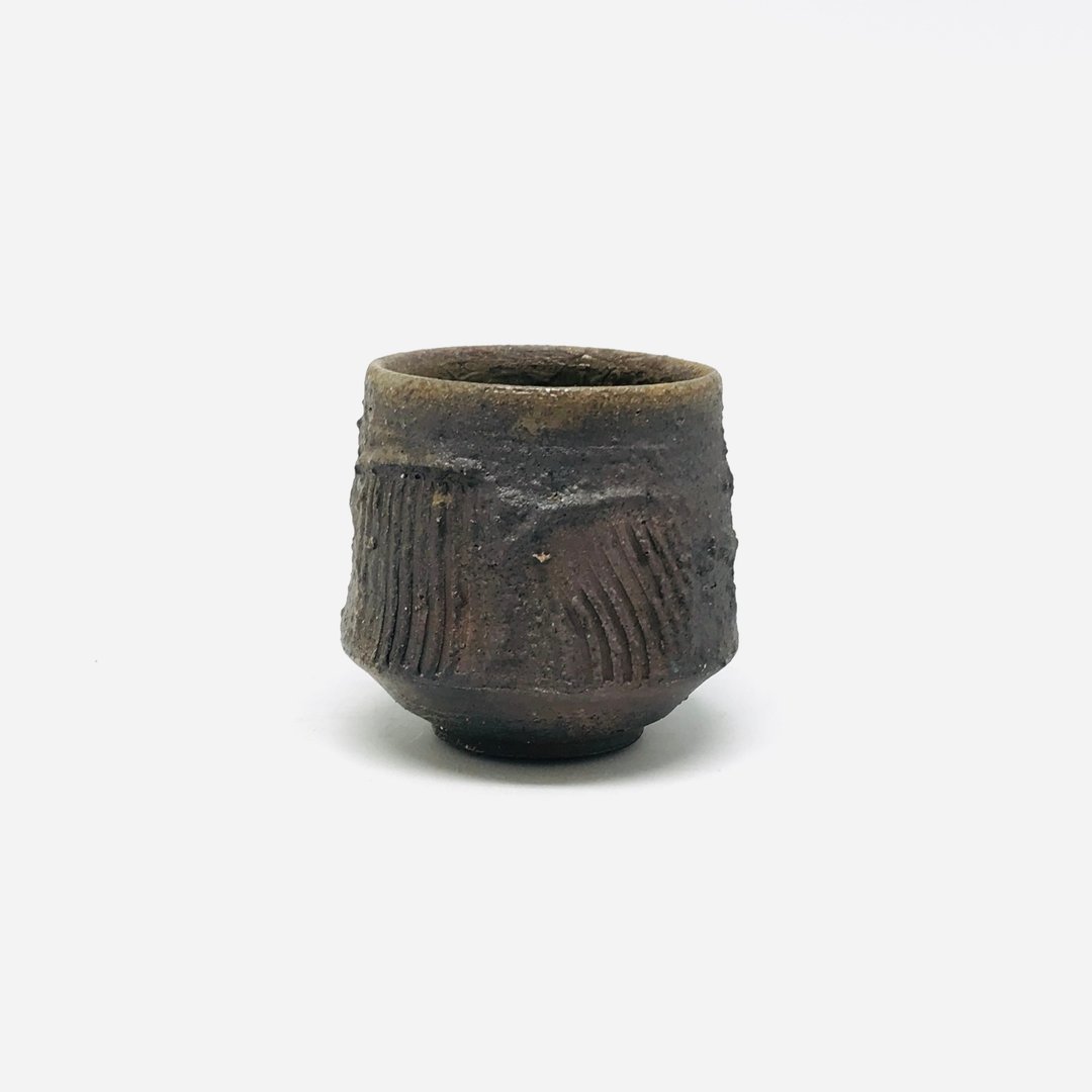 柴烧写意篦纹手杯 - 茶具/茶杯 - 陶 咖啡色