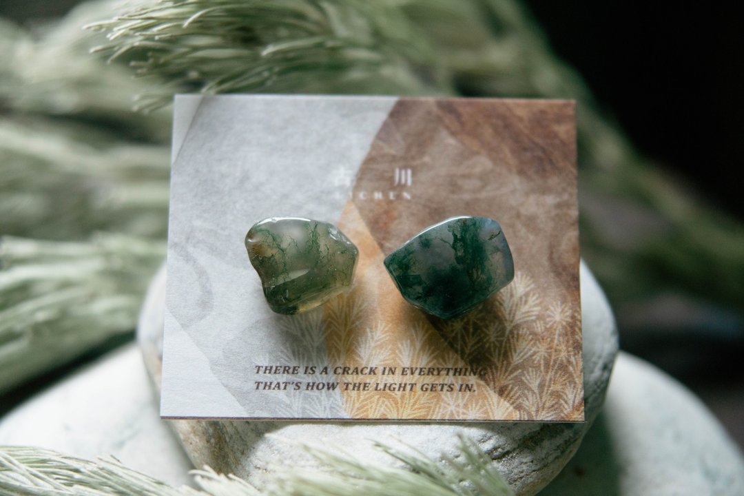 CRACK | 矿物系耳环 |  EARRINGS - 耳环/耳夹 - 玉石 绿色