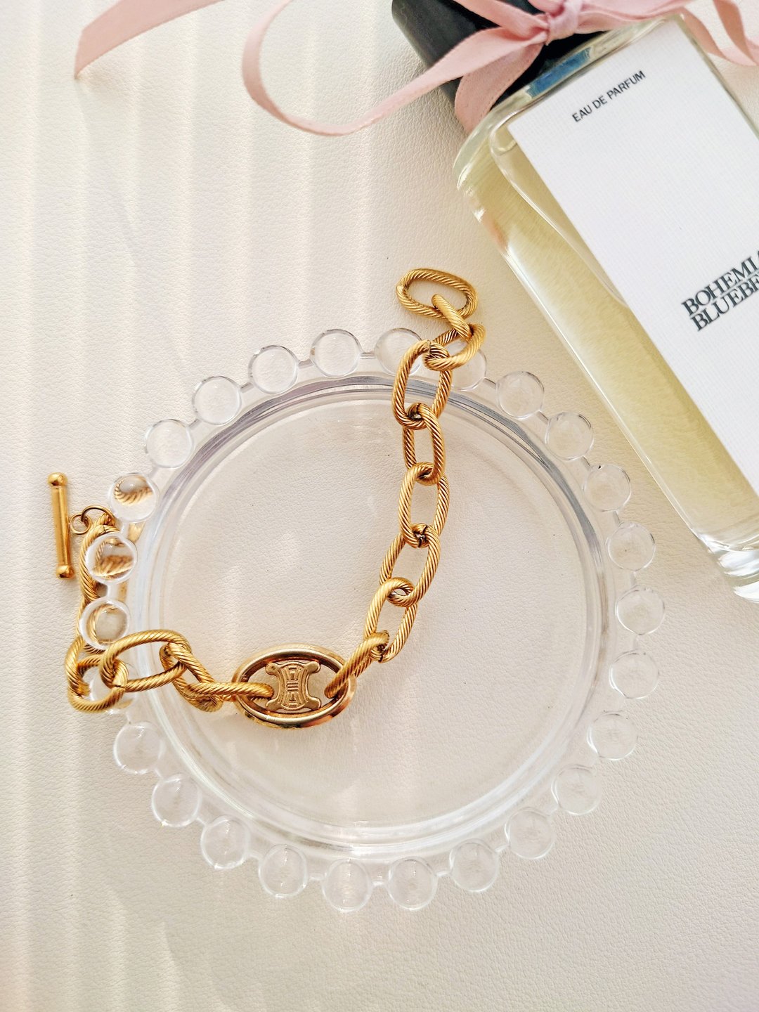 中古真品 最后一条 CELINE 凯旋门链条包挂件 项链颈链手链 挂饰 - 手链/手环 - 其他金属 金色