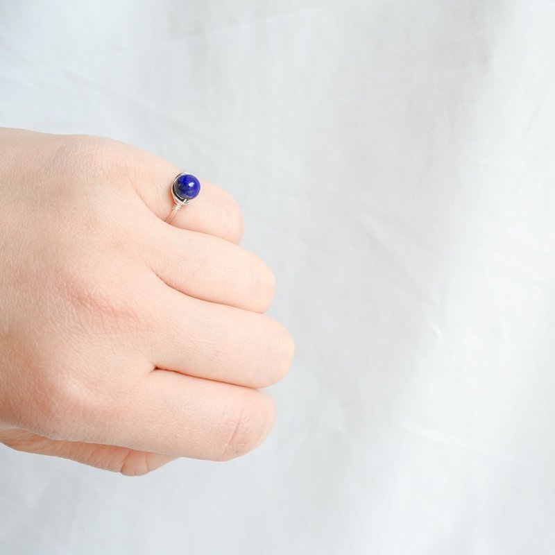 Lapis Lazuli – Tiny – Silver Ring – Natural Stone Ring - 戒指 - 其他金属 蓝色