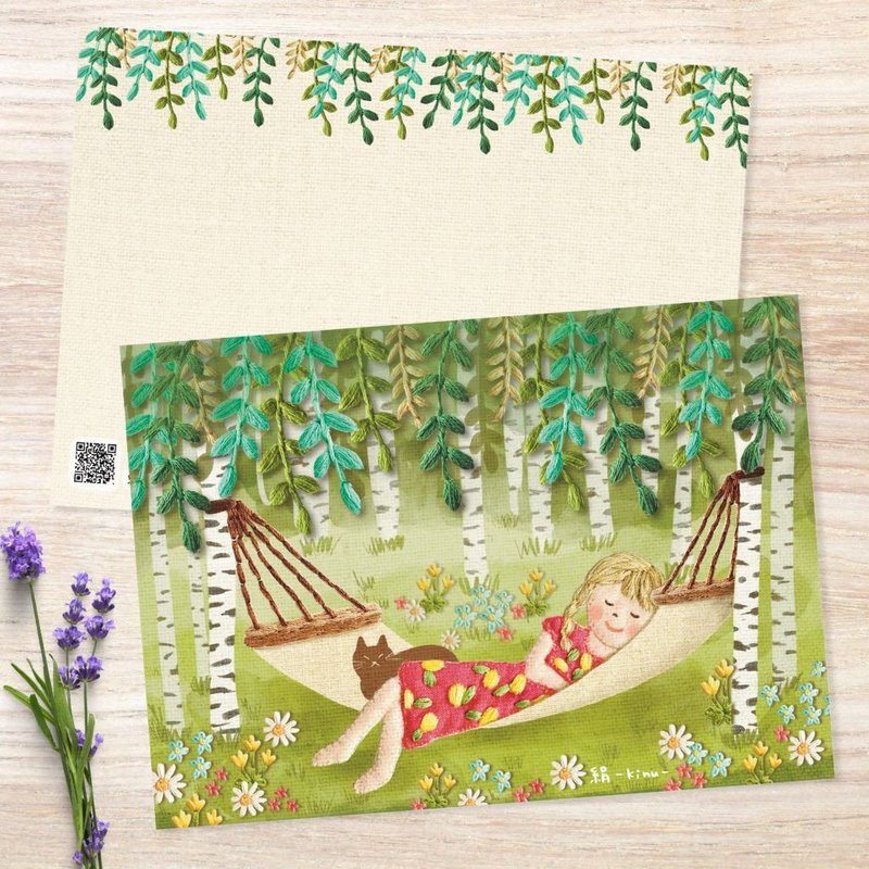 刺绣照片明信片No.15 白桦の森 - 卡片/明信片 - 纸 