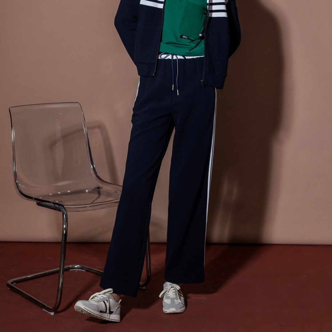 【MEDUSA】白色条纹运动风运动裤(M-XL) | 女休闲长裤 运动长裤 - 女装长裤 - 棉 蓝色