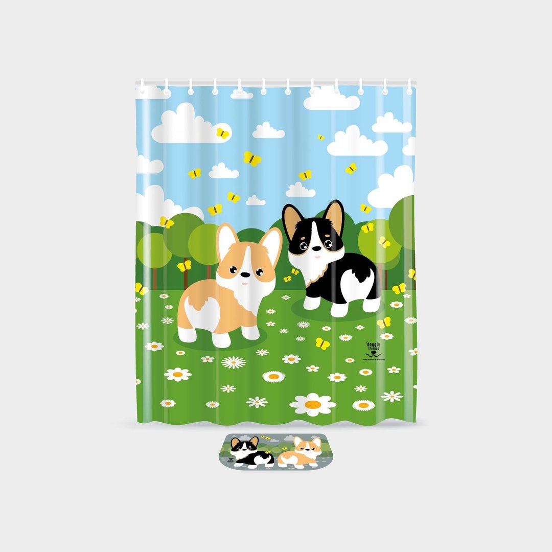 浴帘 - 哥基犬图案 - 其他家具 - 尼龙 白色