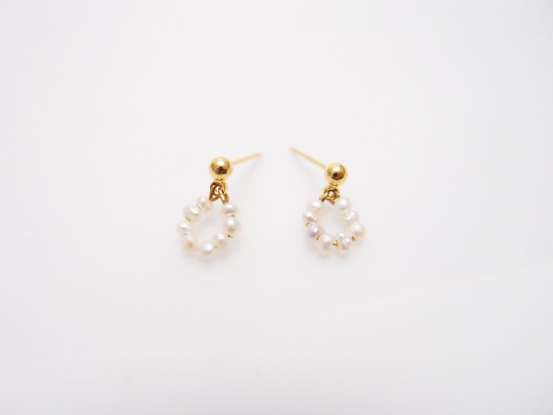 珍珠圈圈。黄铜耳环 - 耳环/耳夹 - 其他金属 黄色