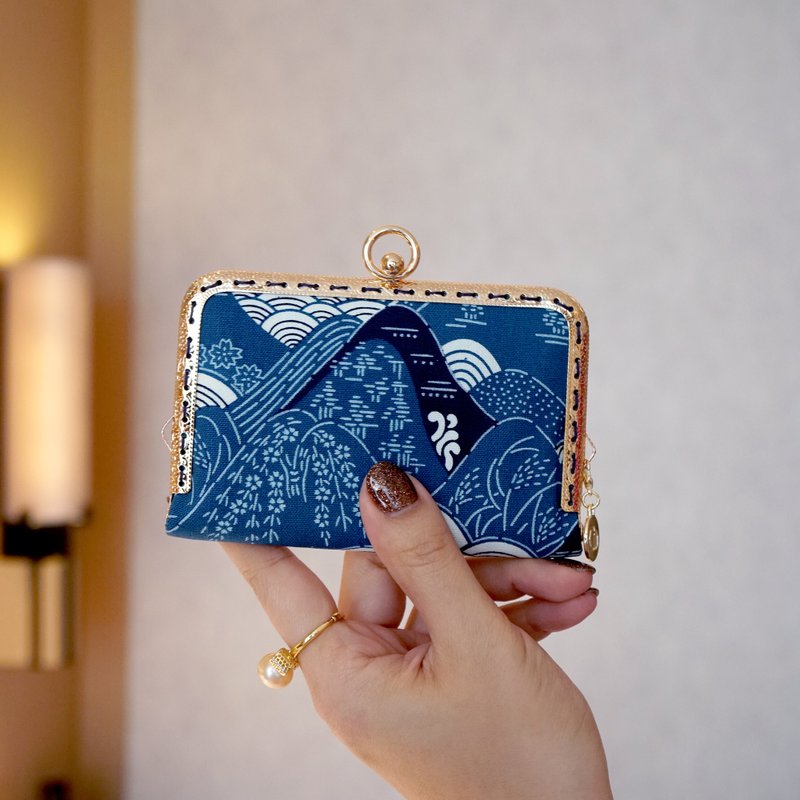 口金票卡夹 / 卡片收纳 / 信用卡包 - 山野 - 零钱包 - 棉．麻 蓝色