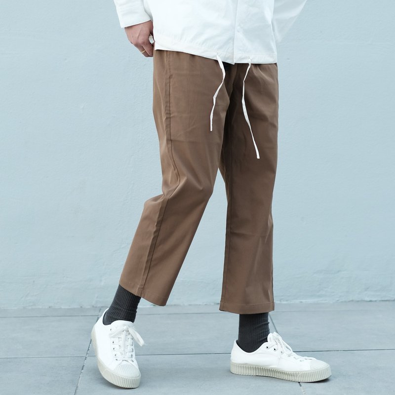 宽版剪裁九分裤 Wide Ankle Pants/简约/素色/情侣服/长裤 - 男士长裤 - 棉．麻 黑色