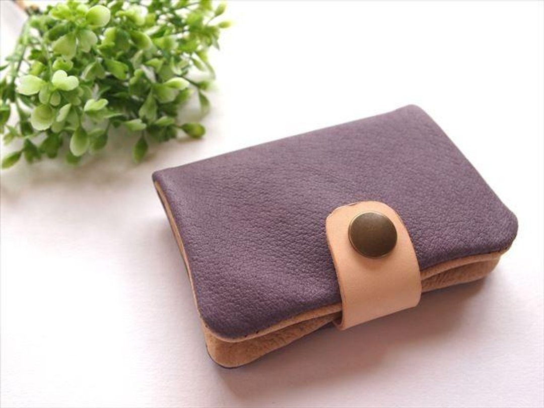 [Standard purple] Pig leather soft card case [Made to order] Purple - 名片夹/名片盒 - 真皮 紫色