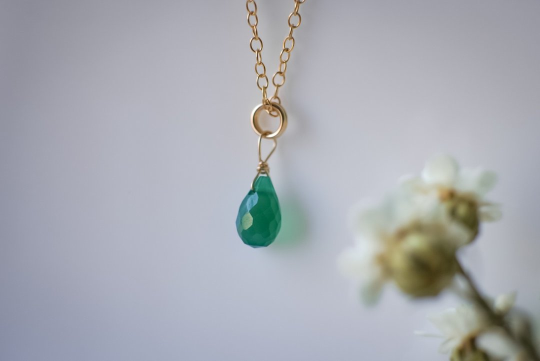 AAA 绿玉随 印度玛瑙 项链 Green Chalcedony 锁骨链 - 项链 - 水晶 绿色