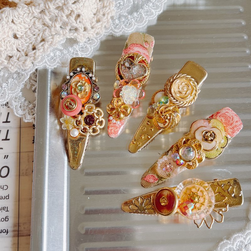 wow Handmade-蔷薇绽放 一字压夹 - 发饰 - 其他材质 
