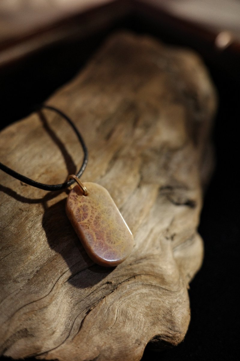 珊瑚玛瑙 玉坠 项链 - 项链 - 半宝石 橘色