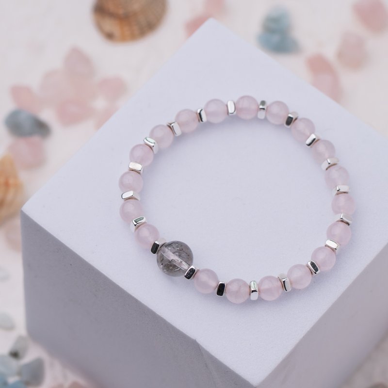 粉晶系列 6mm 粉晶 10mm 闪灵钻白水晶手链 02 - 手链/手环 - 水晶 粉红色