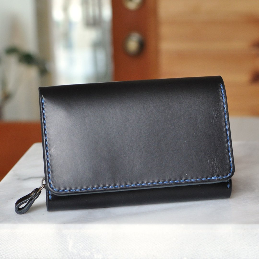 Tri-fold wallet with excellent storage capacity No.4 Buttero - 皮夹/钱包 - 真皮 黑色