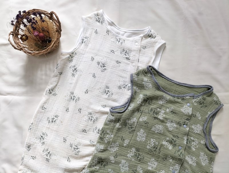 小白花四层棉纱防踢被 - 婴儿床上用品 - 棉．麻 白色