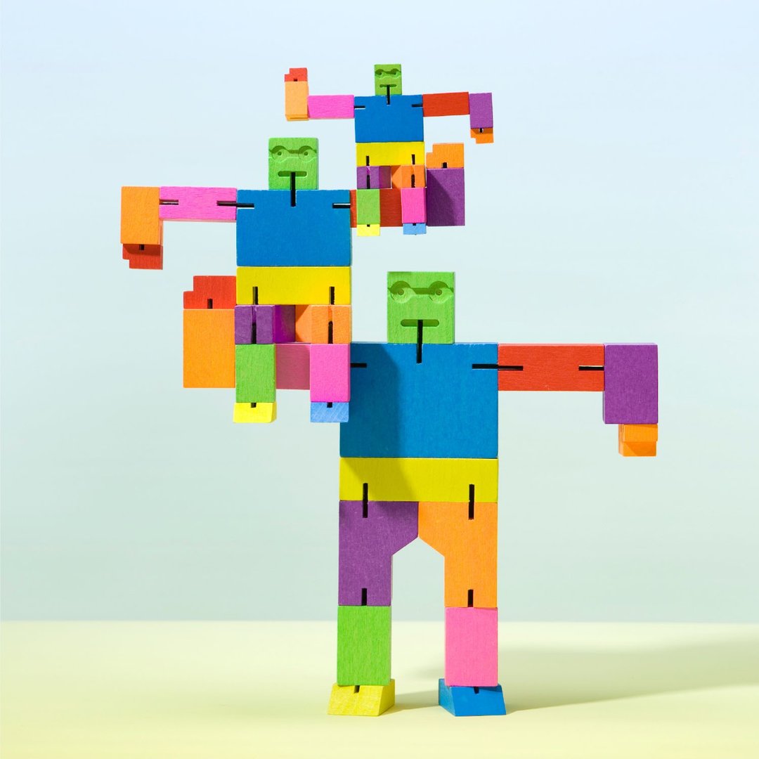 Cubebot 酷比人【酷炫彩 3 件组】木制变形积木机器人 儿童益智礼物 - 玩具/玩偶 - 木头 