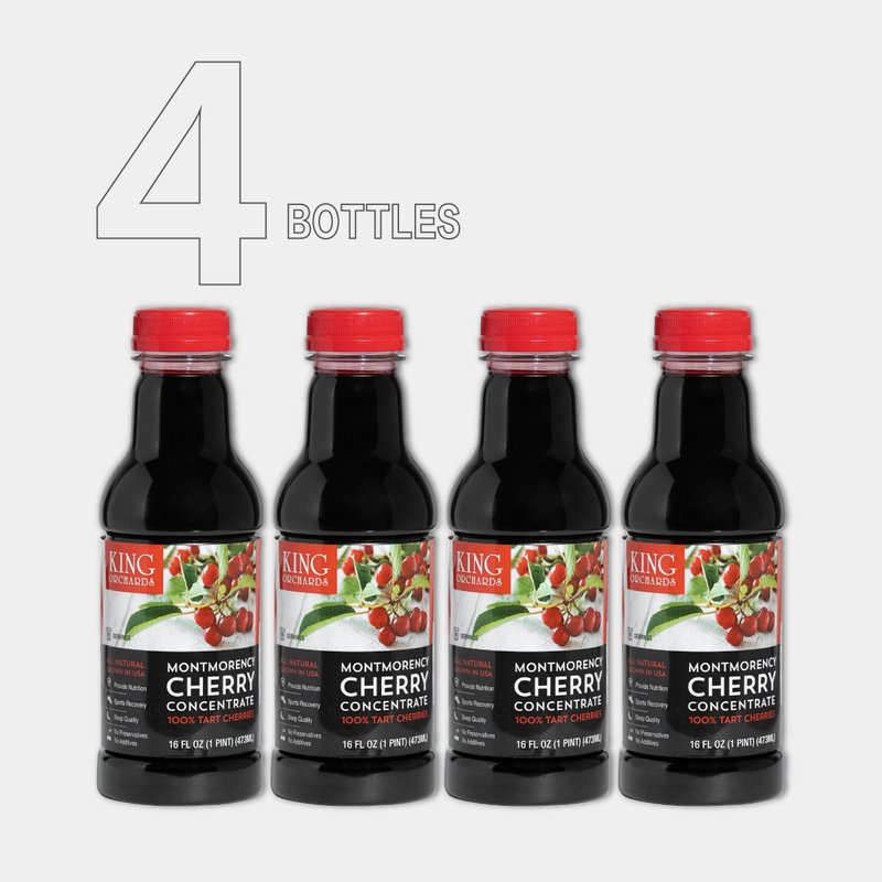 樱桃王 100%天然蒙特罗西浓缩酸樱桃汁 473 ml/ 瓶 - 4入组 - 健康/养生 - 浓缩/萃取物 红色