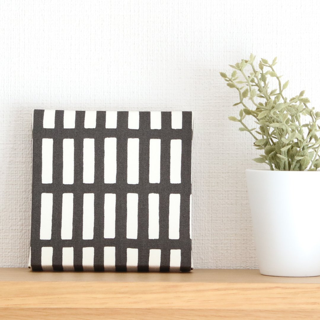 12x12cm Fabric Panel [Dull Square Lattice Smoke Black] - 墙贴/壁贴 - 棉 黑色