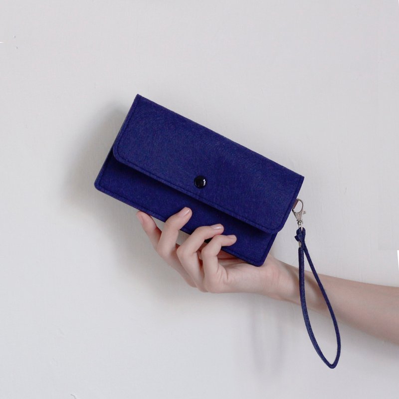 简约手机随身包Phone package/附腕带- blue 低调丈青 (6寸手机 - 其他 - 羊毛 蓝色