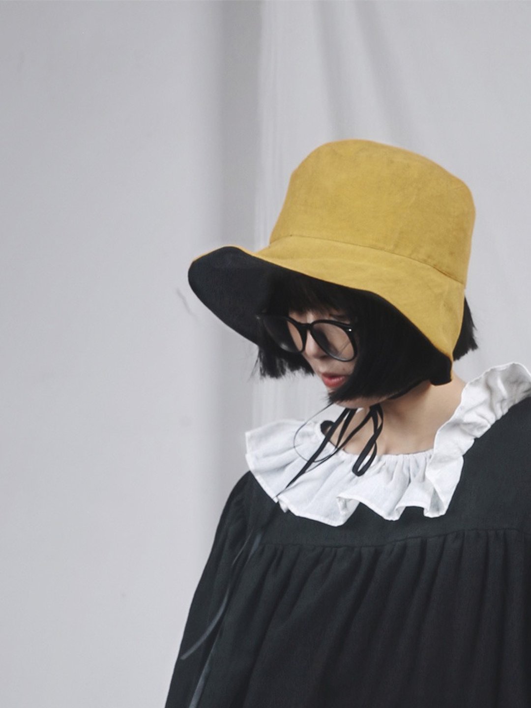 织布云麻麻x原创设计平顶遮阳帽亚麻防晒帽防风帽女防紫外线帽 - 帽子 - 亚麻 橘色