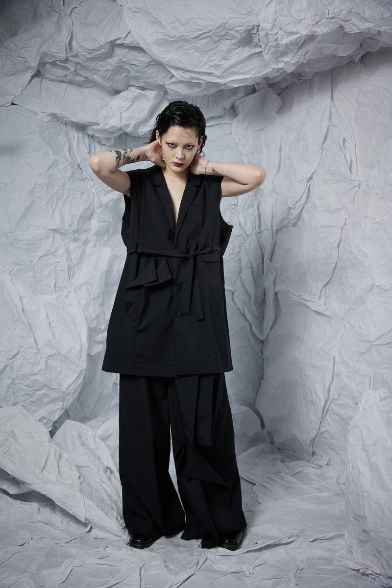 INF 22SS 活褶解构西装背心 - 女装西装外套/风衣 - 羊毛 黑色