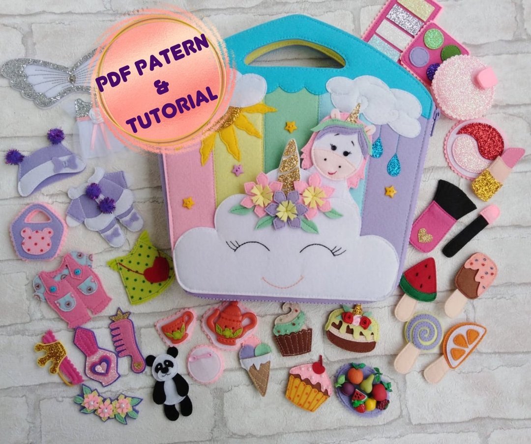 Quiet Book Pattern PDF, Unicorn Quiet book pattern PDF & Tutorial, Unicorn bag - 其他数码商品 - 其他材质 