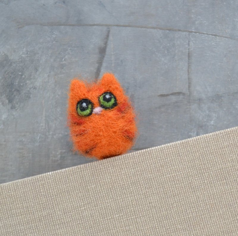 红猫书签 针毡羊毛定制书签 可爱猫咪爱好者礼物 - 书签 - 羊毛 橘色