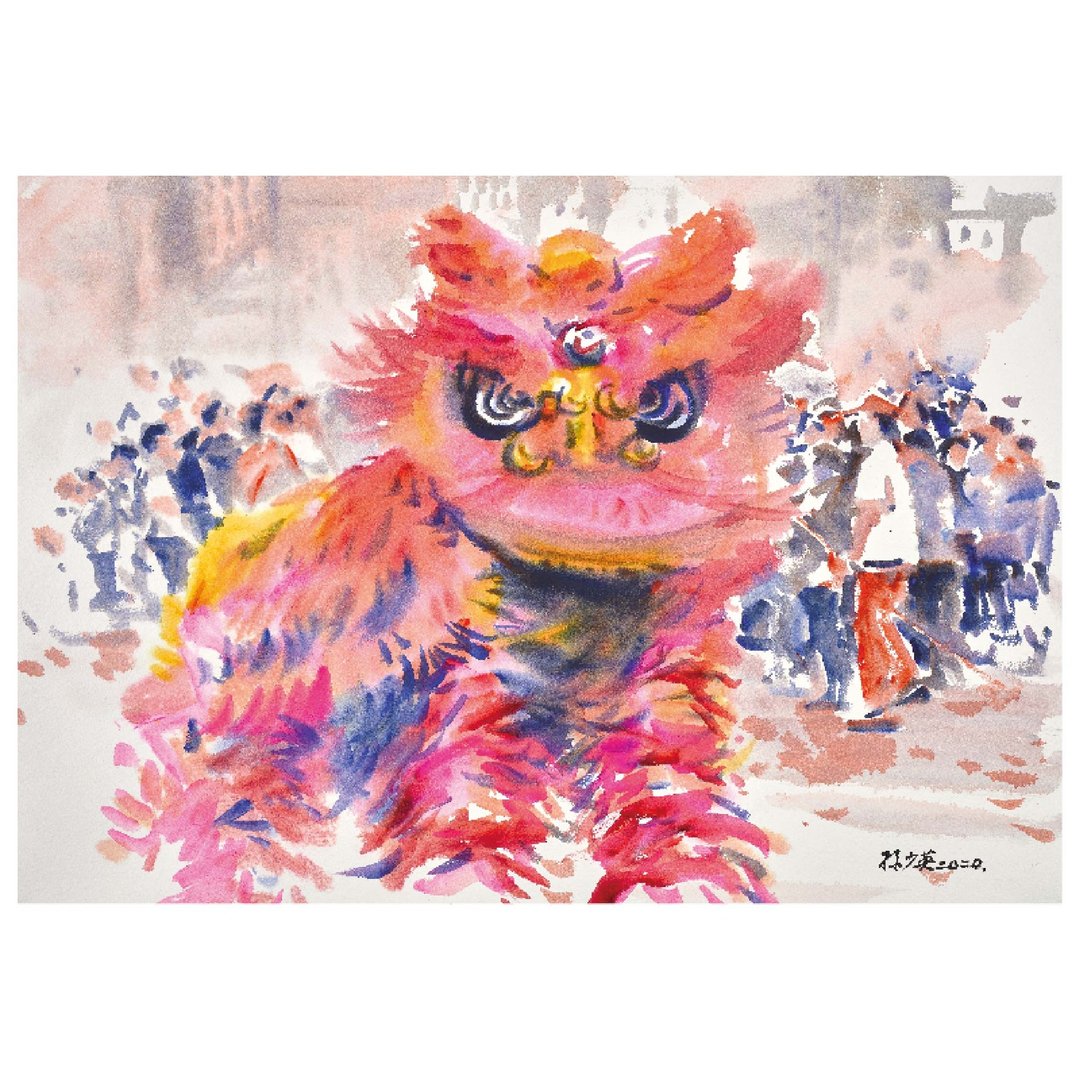 贺岁新年系列 舞狮 - 卡片/明信片 - 纸 多色