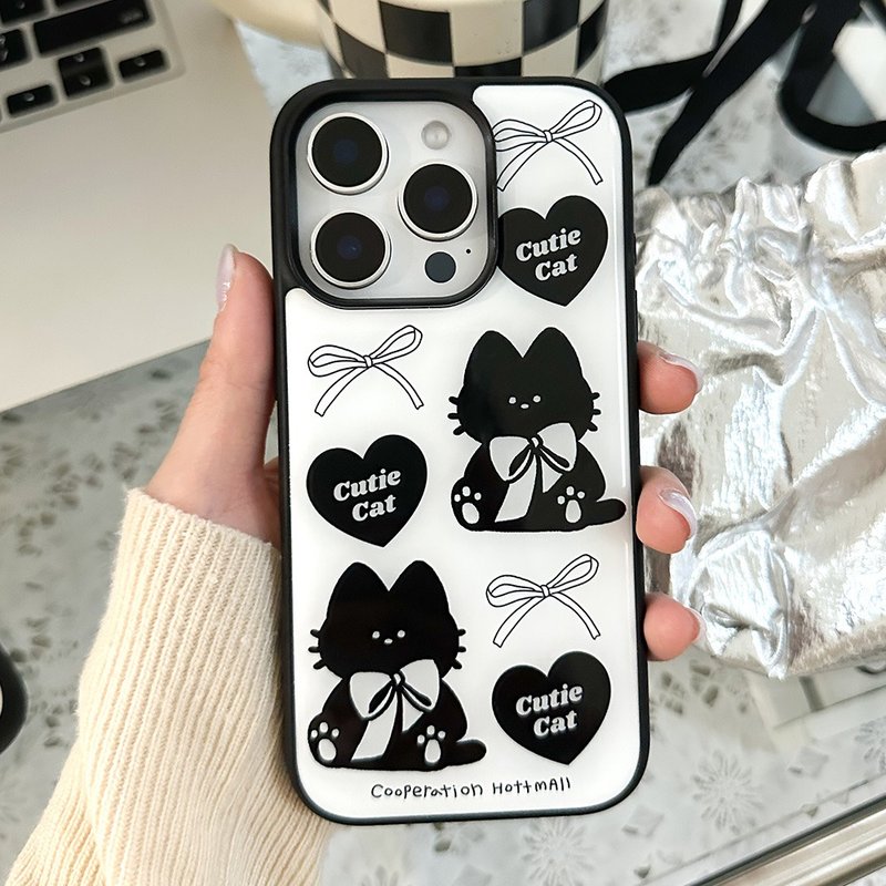 iPhone 黑色可爱猫环氧保险杆手机壳手机 - 手机壳/手机套 - 压克力 白色