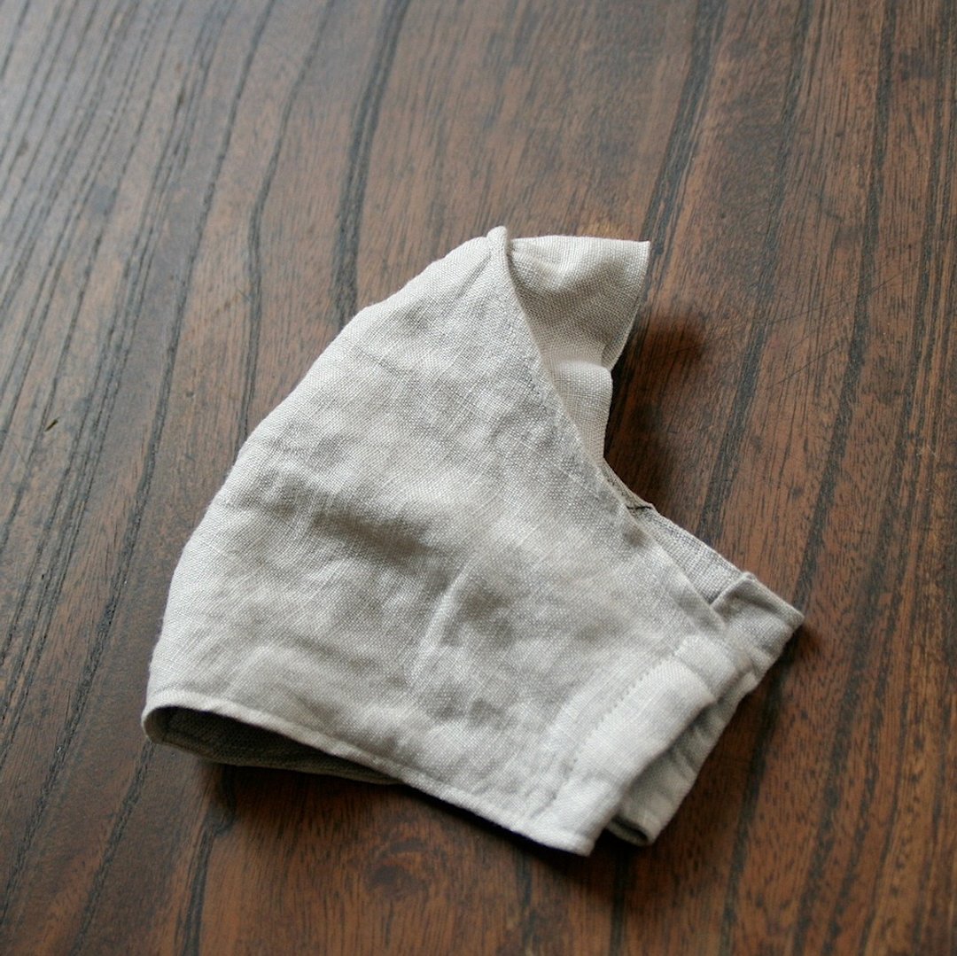 PURE LINEN FACE MASK Size L - 口罩 - 棉．麻 卡其色