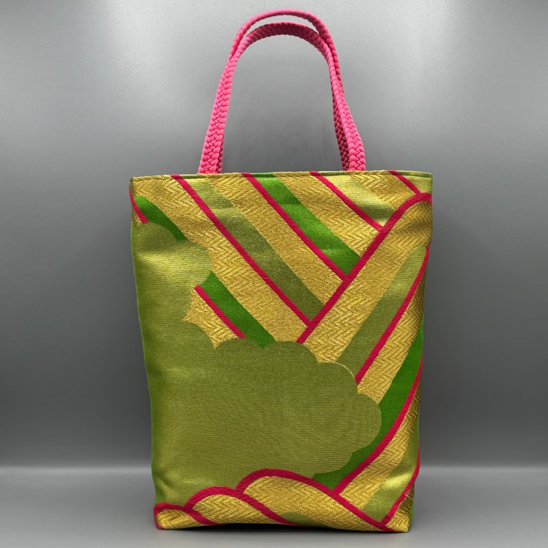 和服带重制手袋绿色粉红 - 手提包/手提袋 - 丝．绢 绿色