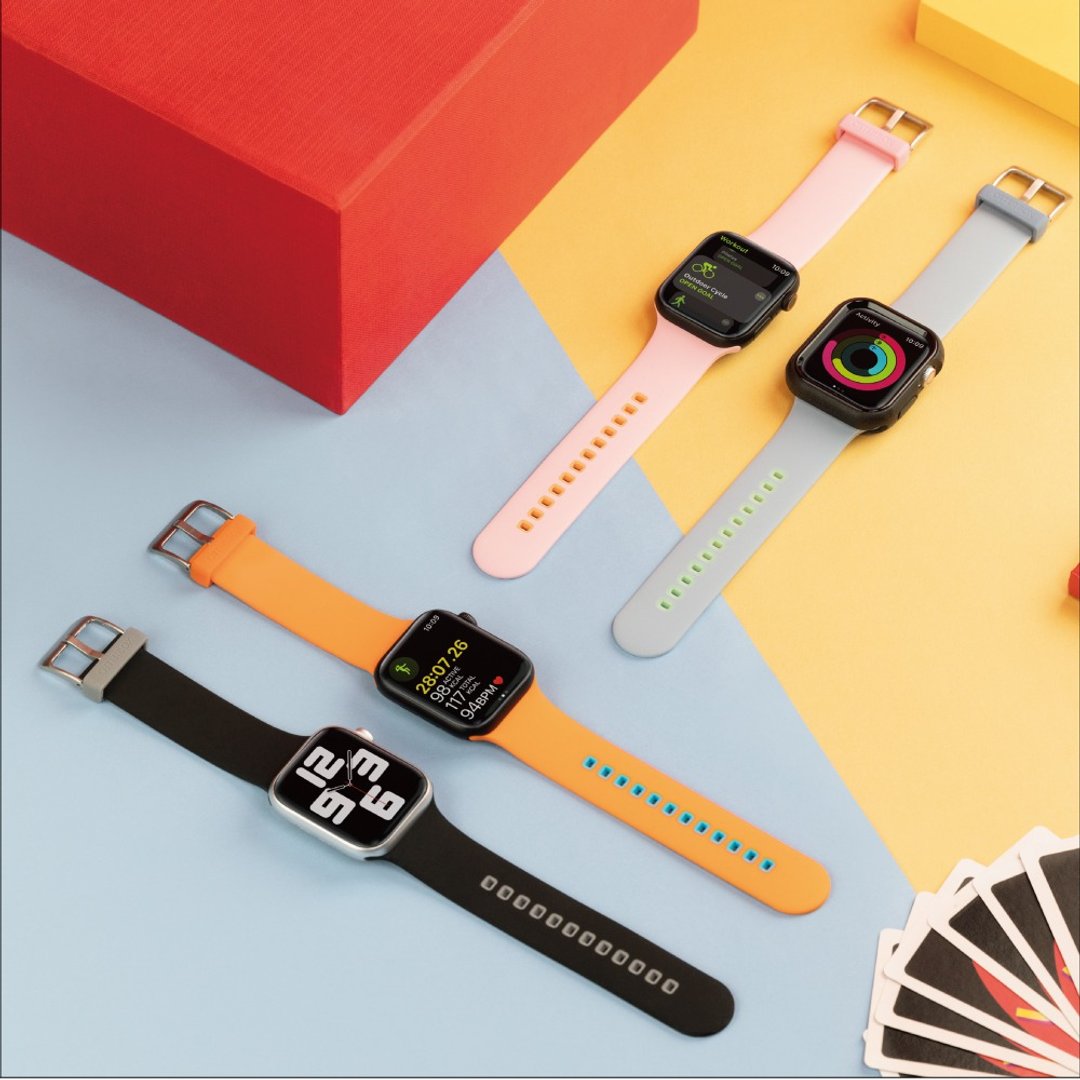 Apple Watch 42/44/45/49mm 运动硅胶双色表带 - 表带 - 塑料 黑色