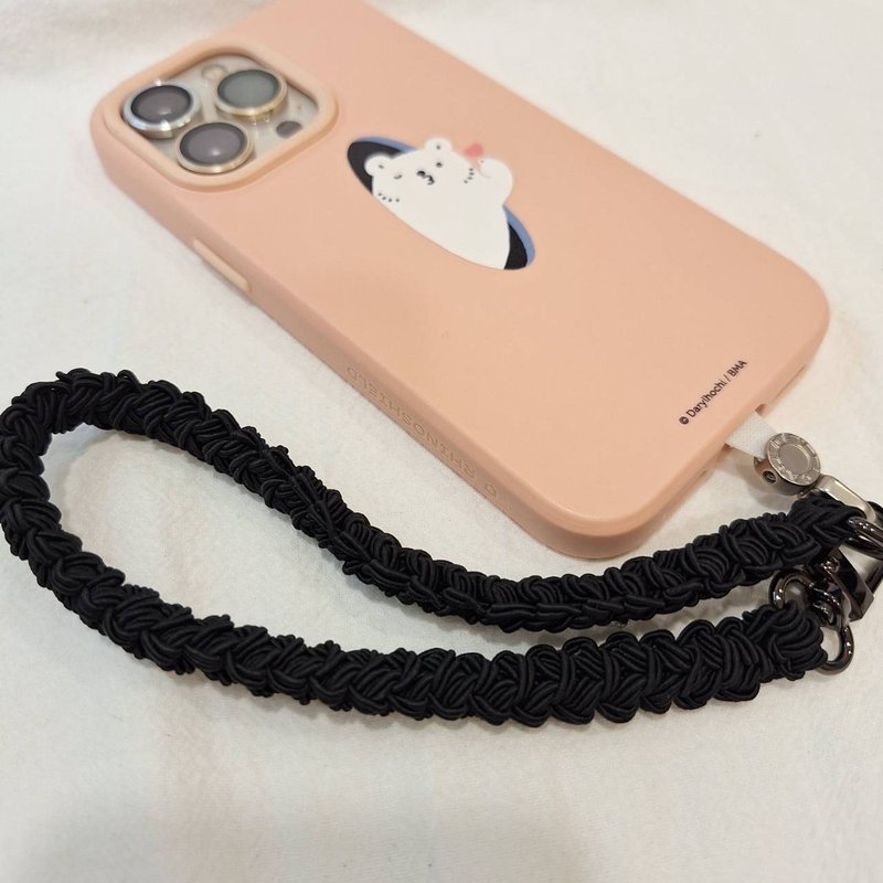 编织手机绳挂绳【珠光黑】-短绳/手腕挂绳/提带/短手机挂/定制化 - 手机配件 - 其他材质 