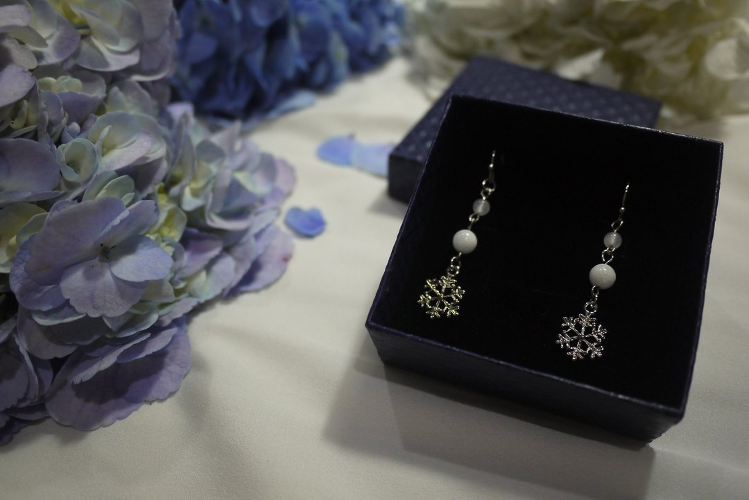 Snowflake Earring Snowdrop (S size-No.2) - 耳环/耳夹 - 贵金属 透明