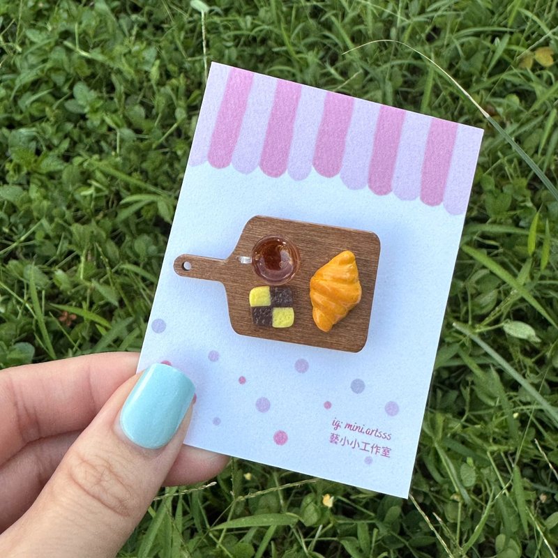 All Day Breakfast 全日早餐 手作 扣针 (UV滴胶+树脂黏土制作)2 - 胸针 - 其他材质 