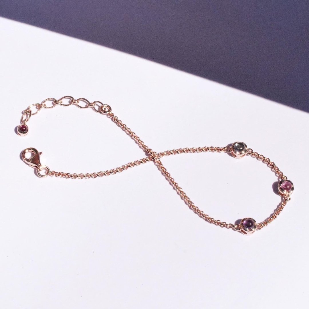 Amethyst Tourmaline Blue topaz the m bracelet #minimthem B072 - 手链/手环 - 纯银 