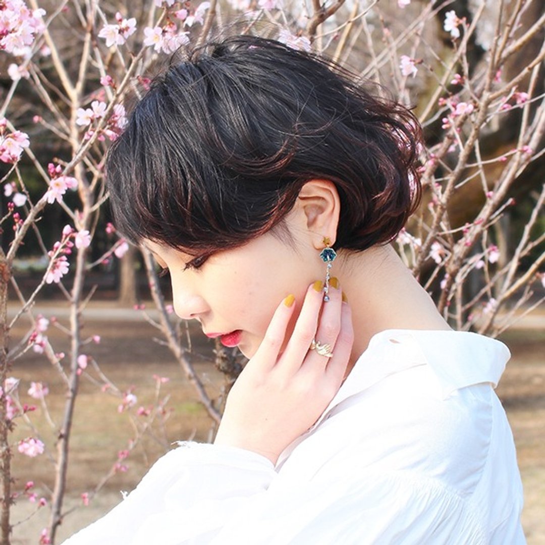 Kirarai Pierced Earring Kirarai Earrings / Earrings PA416 - 耳环/耳夹 - 其他金属 蓝色