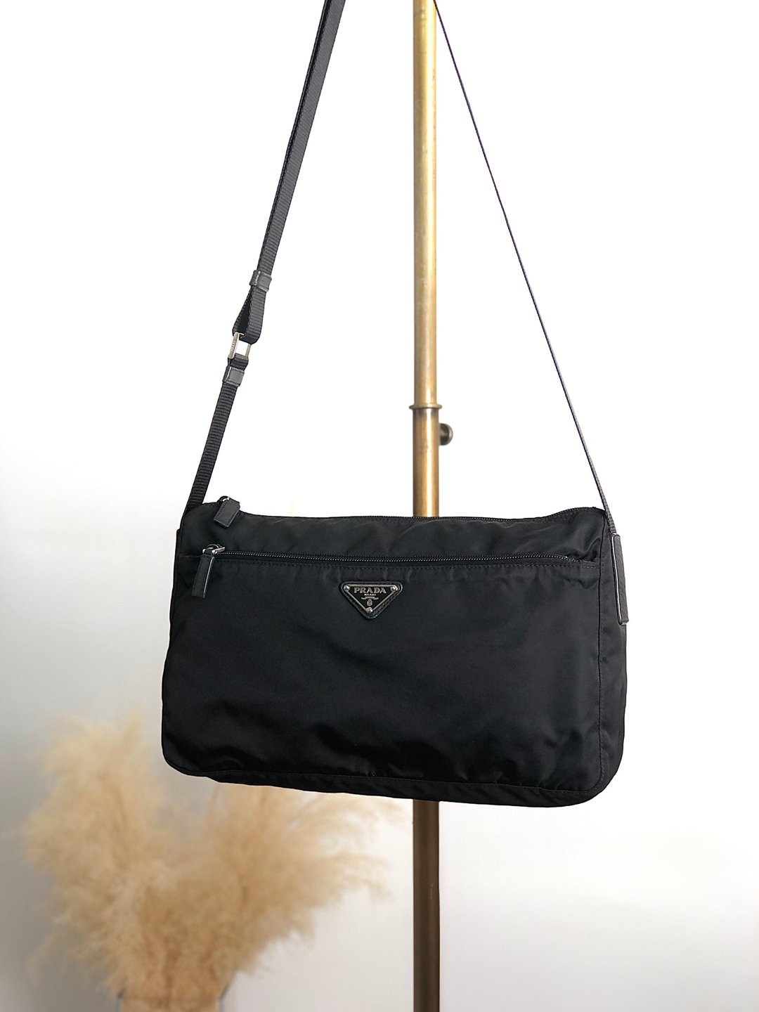 【日本直送 名牌二手包】PRADA 普拉达 侧肩包 黑色 三角标志 尼龙 vintage 古着 ik68if - 侧背包/斜挎包 - 尼龙 黑色