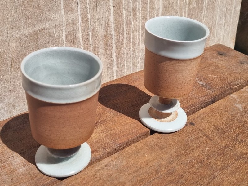 【一冬人】白灰顶双环高脚杯 - 生活食器 陶器 陶杯 酒杯 咖啡杯 - 其他杯子 - 陶 多色