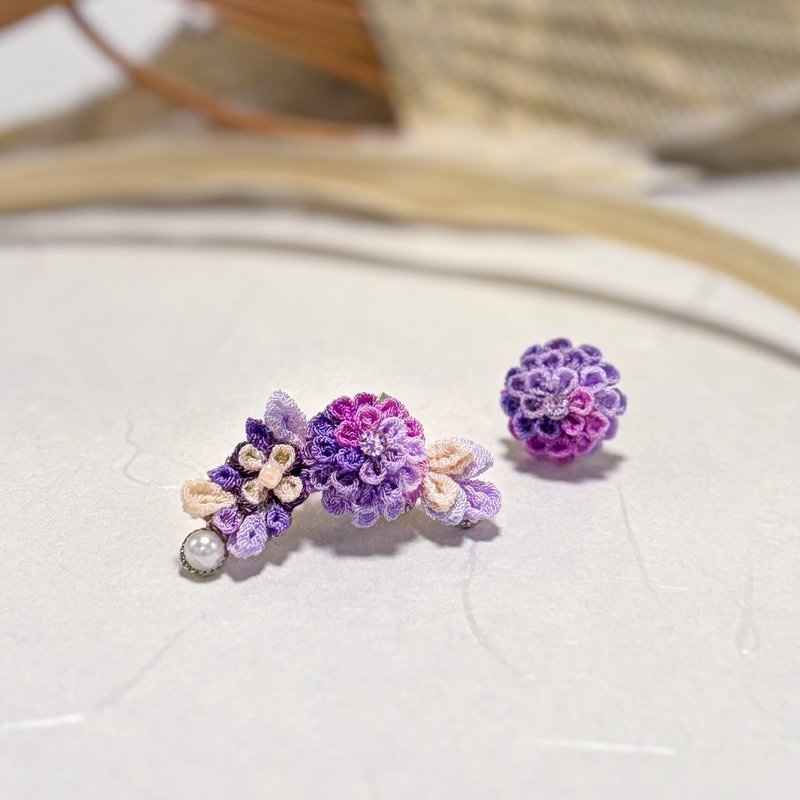 千紫(鸳鸯耳骨夹) - 耳环/耳夹 - 其他人造纤维 紫色