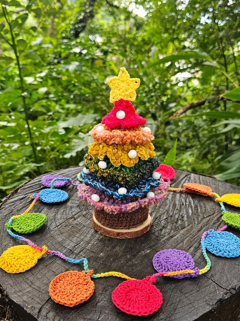 手工编织六层毛线圣诞树 - 彩虹 - 摆饰 - 棉．麻 多色