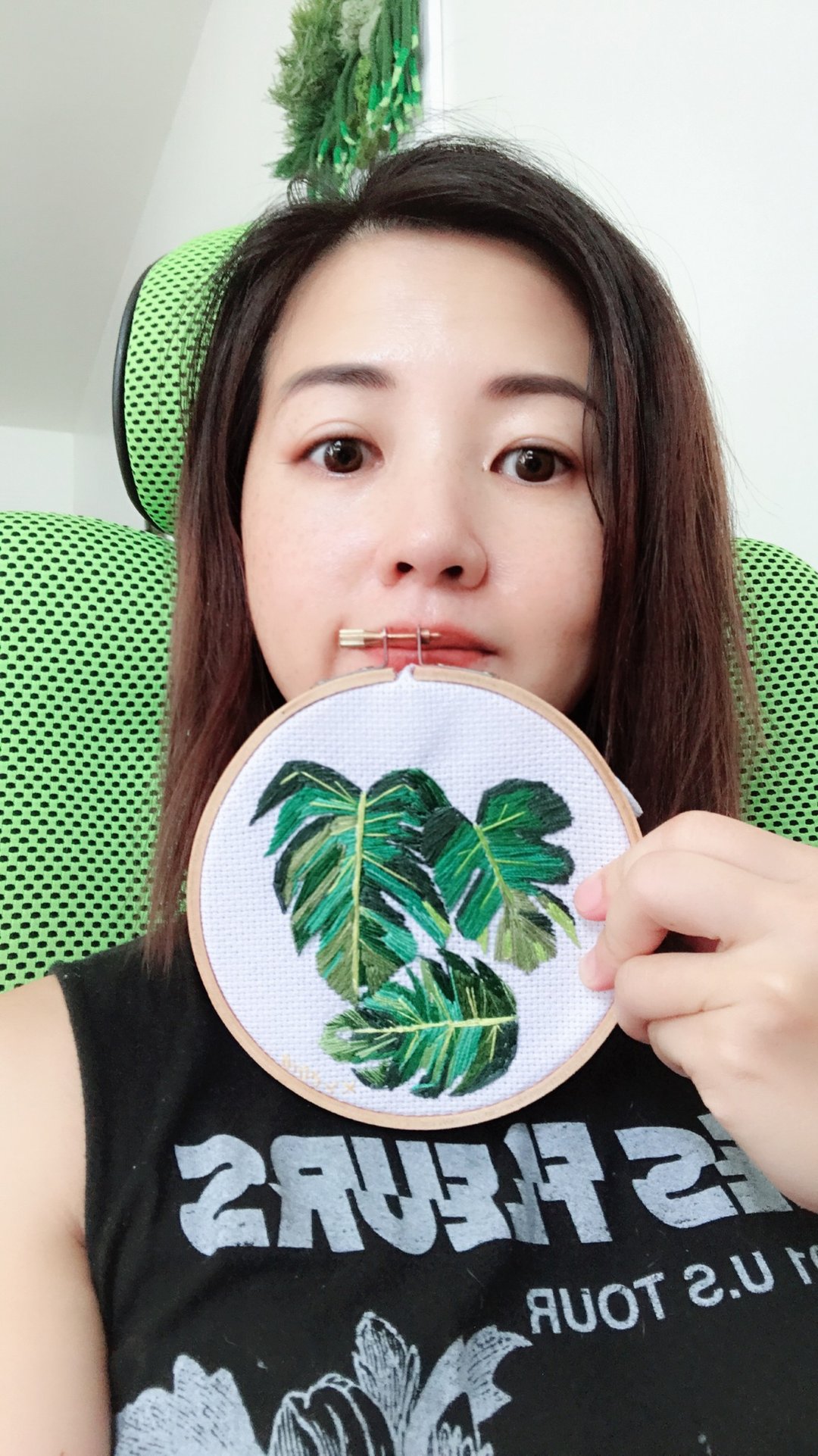 The embroidered leaves 欧美最夯龟背芋手工刺绣摆饰 - 摆饰 - 绣线 绿色