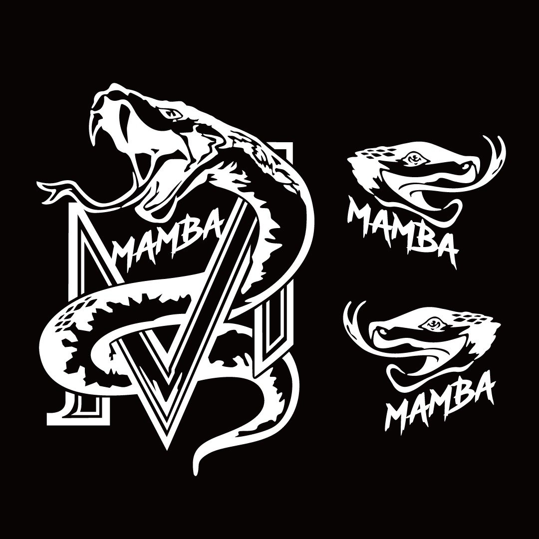 MMB MMBCU 曼巴蛇 蛇 MAMBA 银白/黑色 无底篓空 反光贴纸 转印 - 贴纸 - 防水材质 