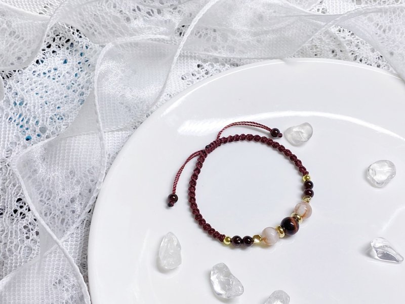 牡羊座|樱花玛瑙、红虎眼、石柳石 - 手链/手环 - 水晶 红色