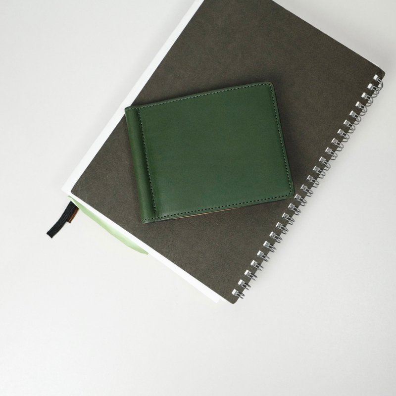 Money clip leather wallet /Green - 皮夹/钱包 - 真皮 绿色