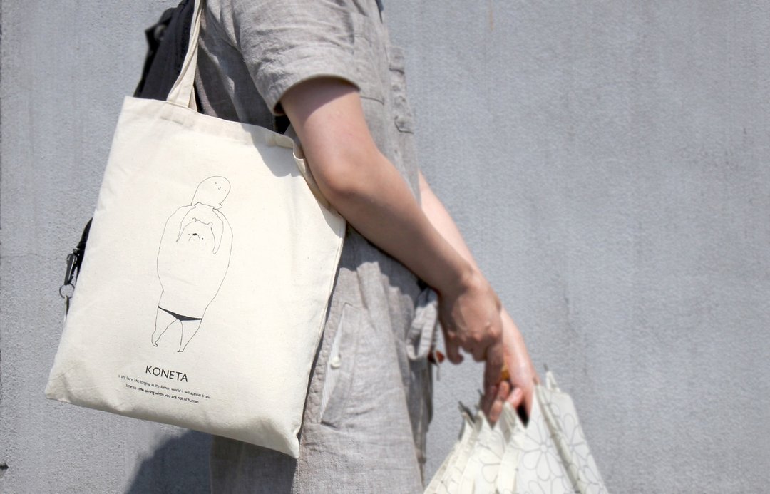 KONETA Tote bag　Champion - 侧背包/斜挎包 - 棉 白色